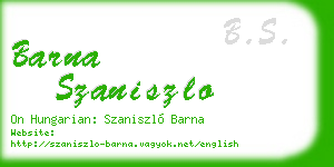 barna szaniszlo business card