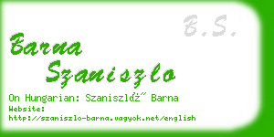 barna szaniszlo business card